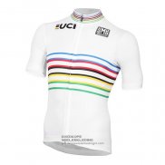 2020 Fietsshirt UCI Wit Multicolore Korte Mouwen en Koersbroek