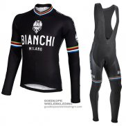 2017 Fietsshirt Bianchi Milano ML Lange Mouwen Zwart