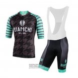 2020 Fietsshirt Bianchi Zwart Groen Wit Korte Mouwen en Koersbroek
