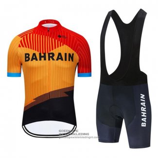 2020 Fietsshirt Bahrain Oranje Zwart Korte Mouwen en Koersbroek