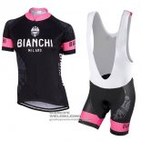 2017 Fietsshirt Vrouw Bianchi Zwart en Roze