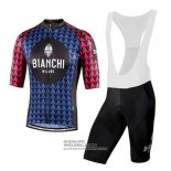2020 Fietsshirt Bianchi Zwart Blauw Rood Korte Mouwen en Koersbroek