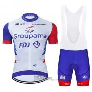 2021 Fietsshirt Groupama-fdj Rood Blauw Wit Korte Mouwen en Koersbroek