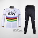 2012 Fietsshirt Sky UCI Mondo Kampioen Lange Mouwen Zwart en Wit
