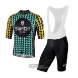 2020 Fietsshirt Bianchi Zwart Blauw Geel Korte Mouwen en Koersbroek