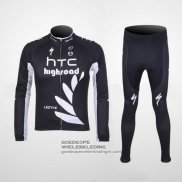 2011 Fietsshirt HTC Highroad Lange Mouwen Zwart en Wit