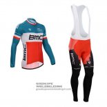 2014 Fietsshirt BMC Kampioen Italie Lange Mouwen Blauw en Oranje