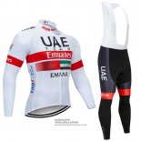 2019 Fietsshirt UCI Wereldkampioen Uae Wit Rood Lange Mouwen en Koersbroek